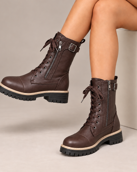 Henrietta™ | Stivali da combattimento con lacci e zip laterale
