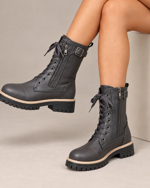 Henrietta™ | Stivali da combattimento con lacci e zip laterale