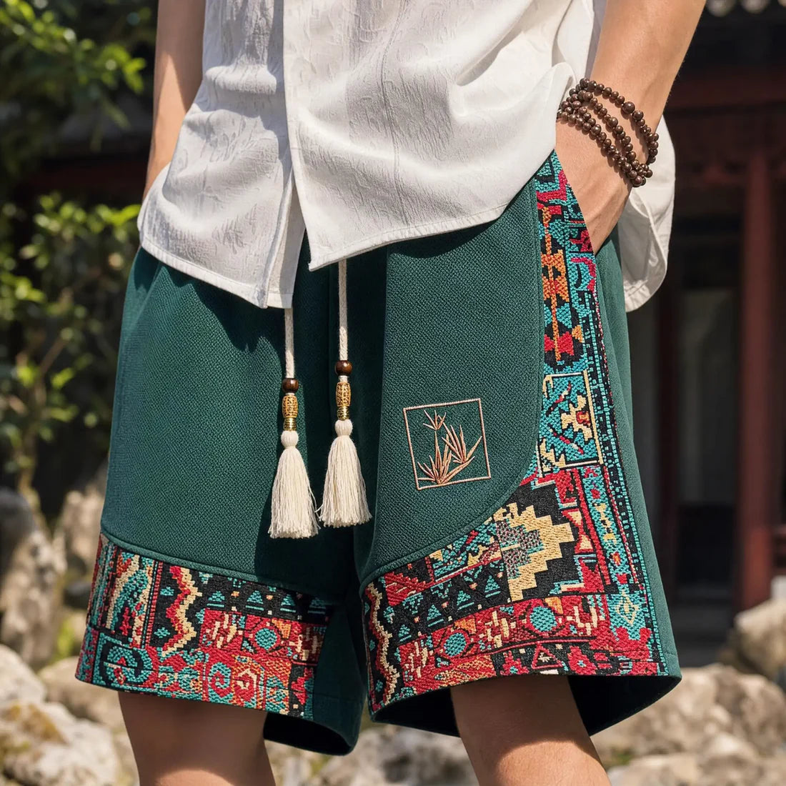 Pantaloncino Etnico Jacquard – Ricamo Artigianale