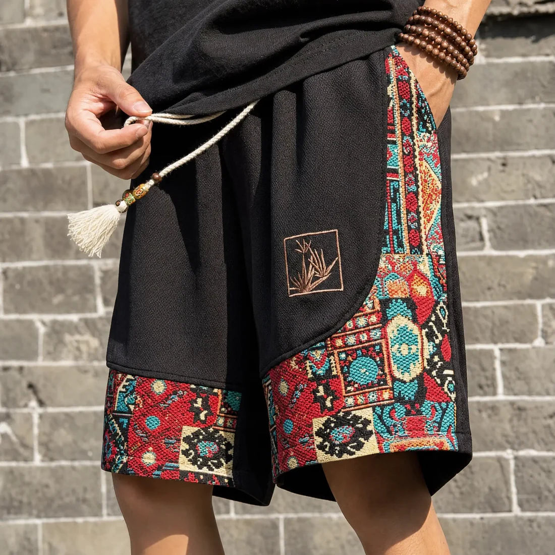 Pantaloncino Etnico Jacquard – Ricamo Artigianale