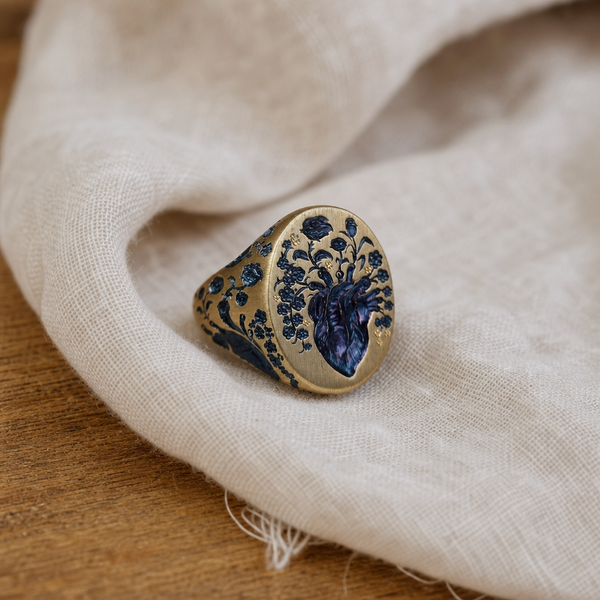 Anello Vintage Oro Blu Fiore