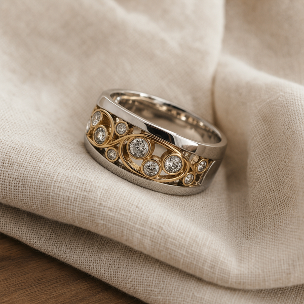 Anello in Zirconia d'Ivy Oro e Argento Elegante