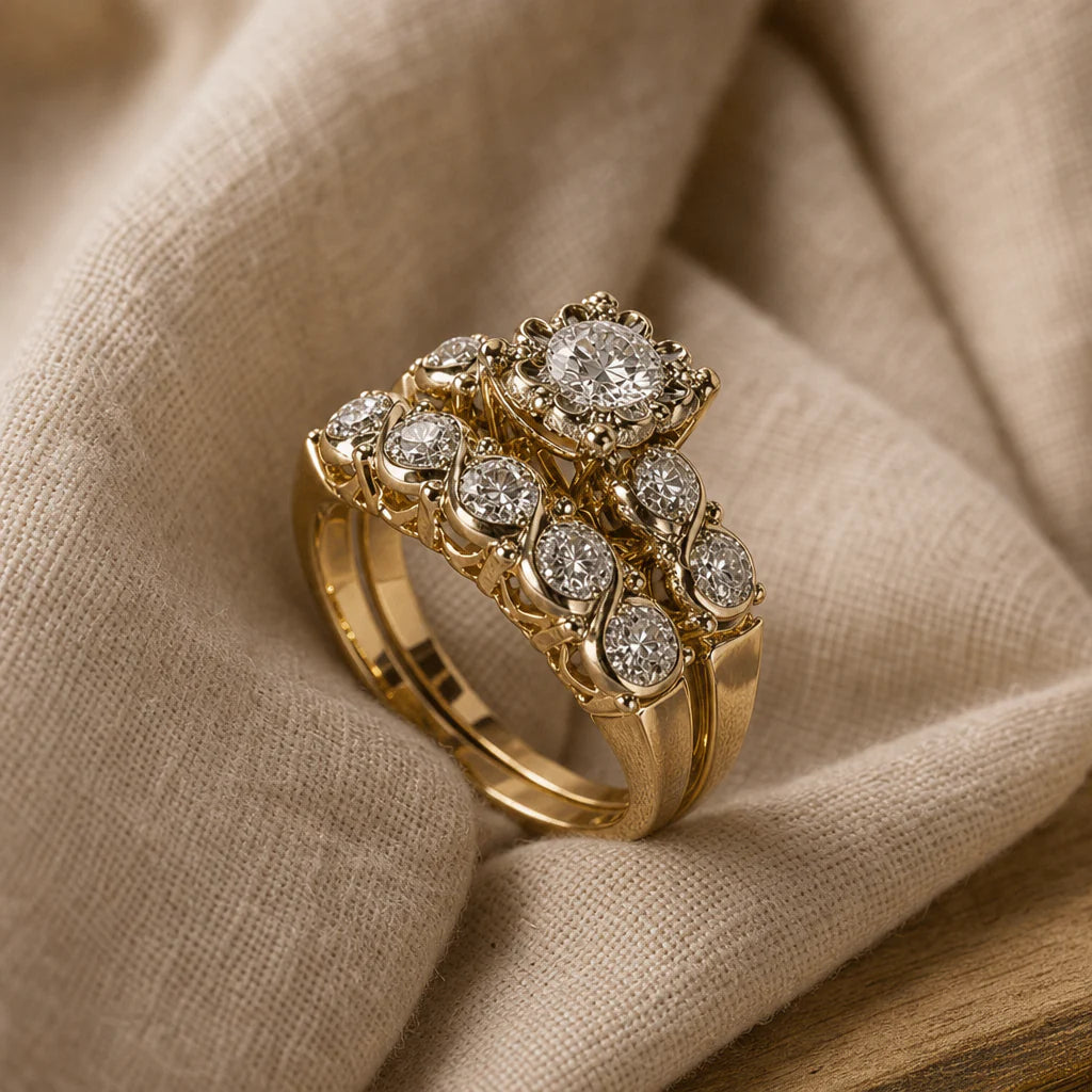 Anello vintage scintillante in oro