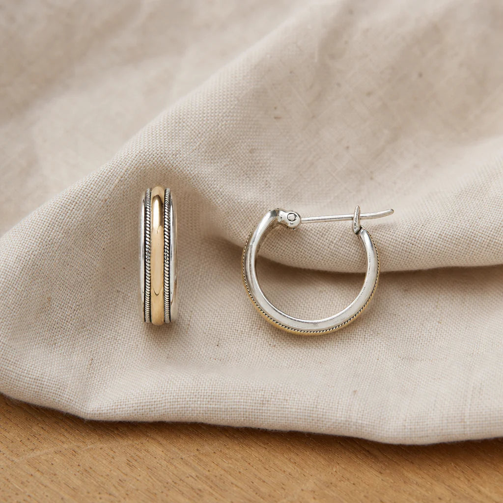 Orecchini a cerchio vintage Golden Line in argento