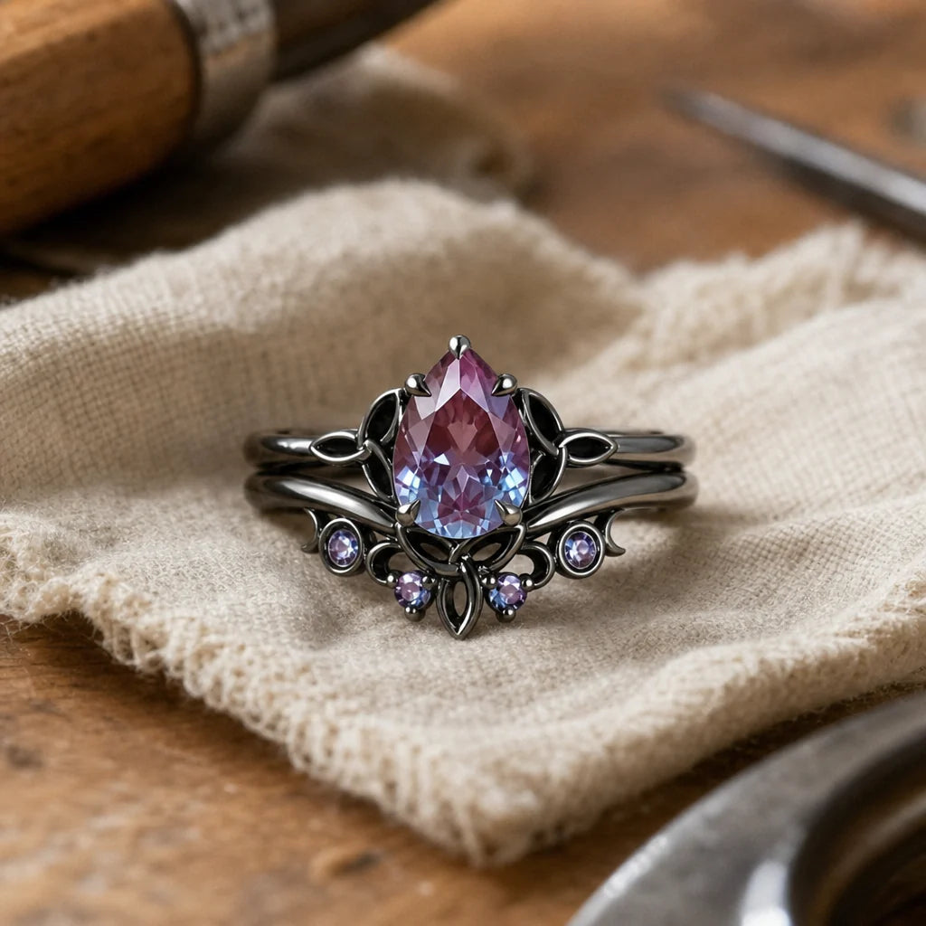 Anello a strati di ametista
