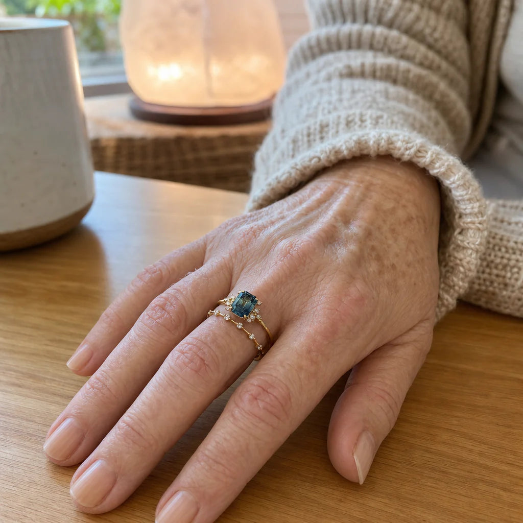 Set di 2 anelli Crystal Blue Shine