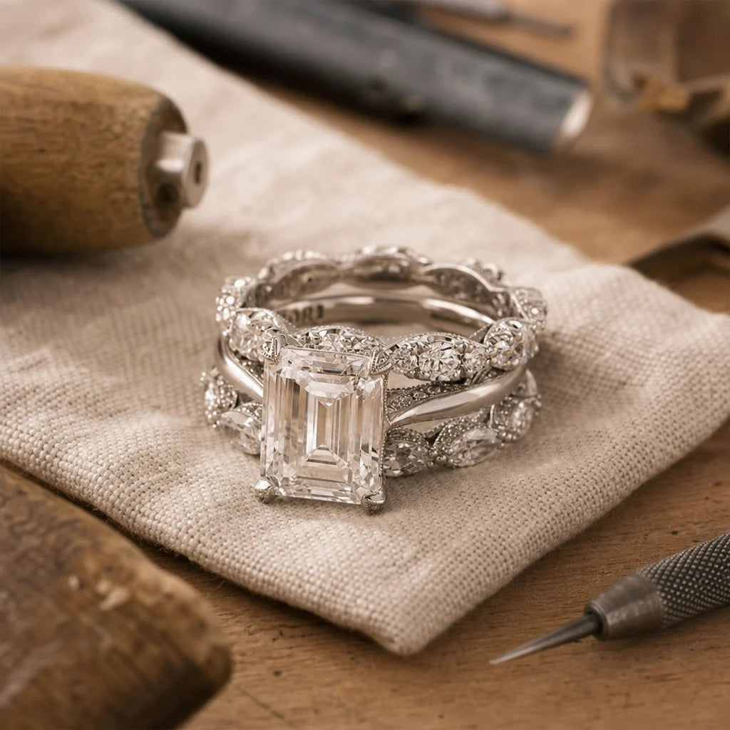 Anello vintage in argento lucido a strati