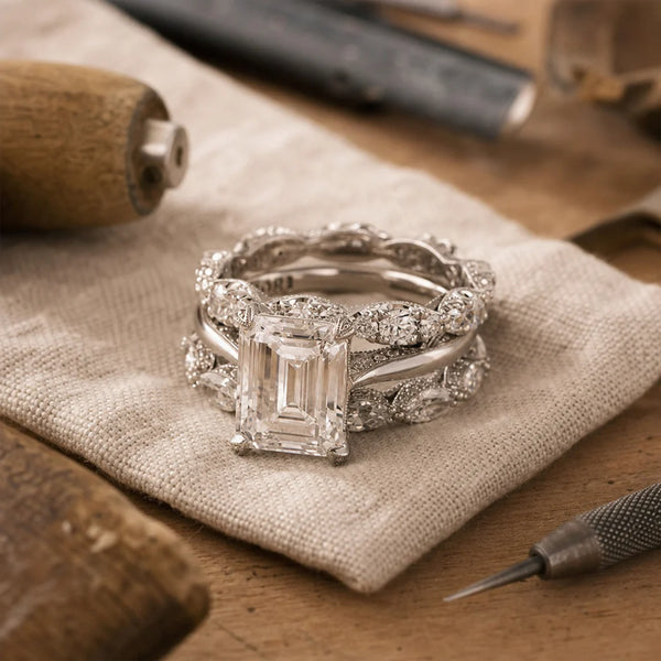 Anello vintage in argento lucido a strati