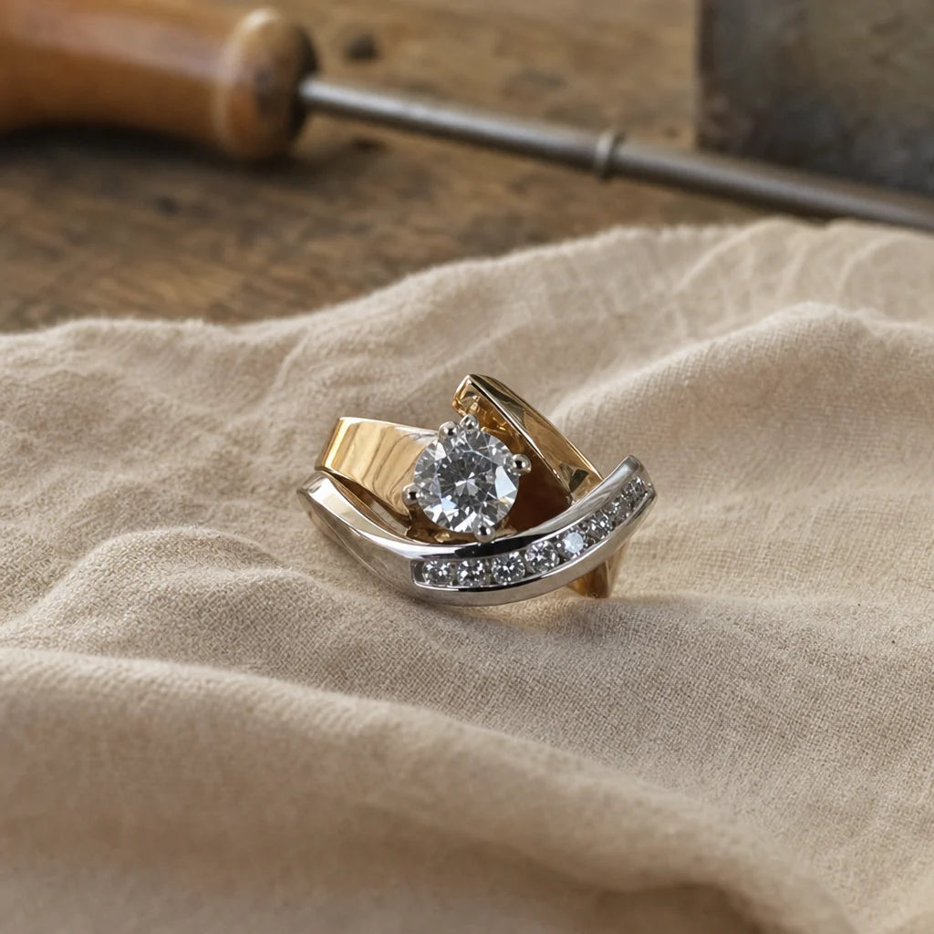 Anello Radiance Irregolare in oro e argento