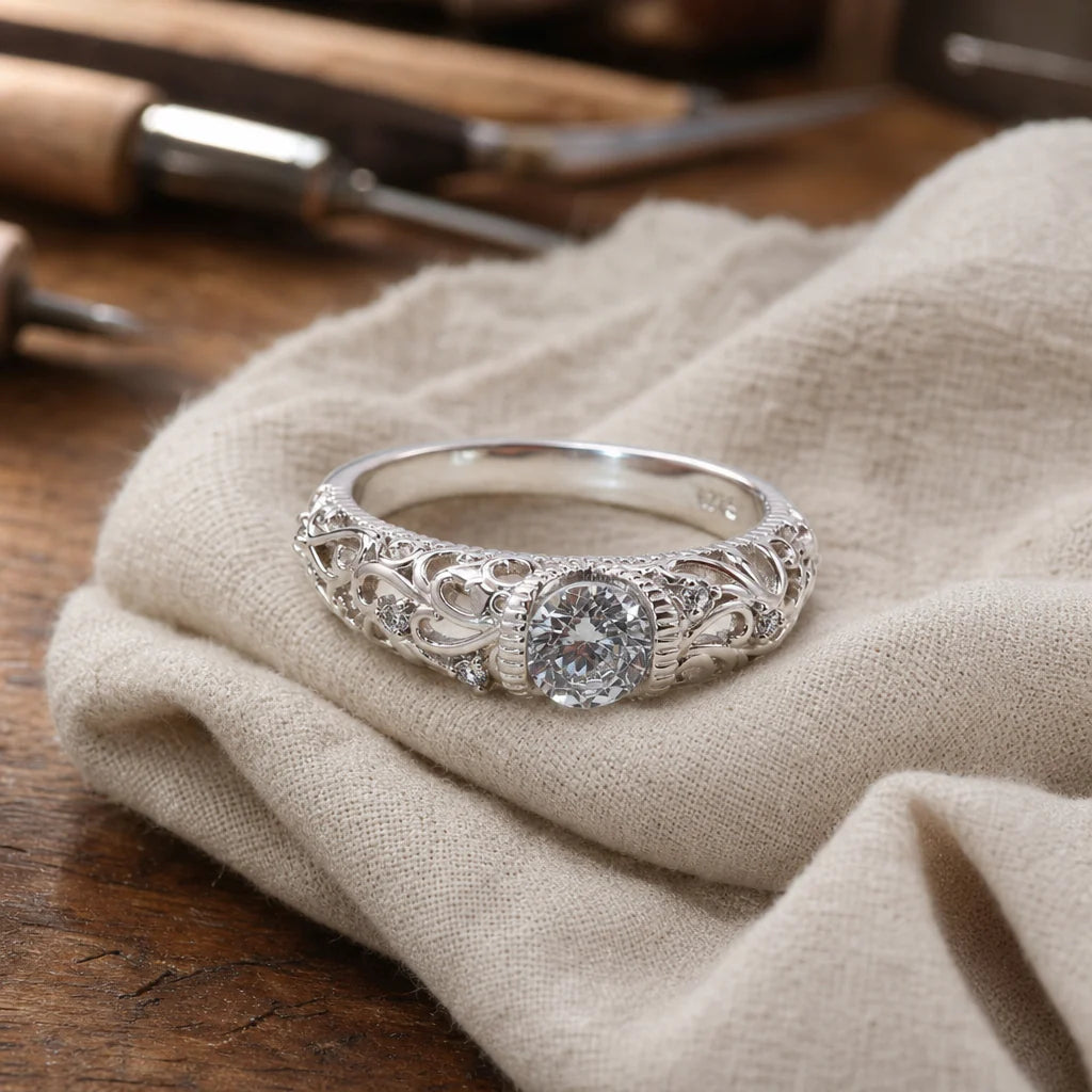 Elegante anello in argento sterling
