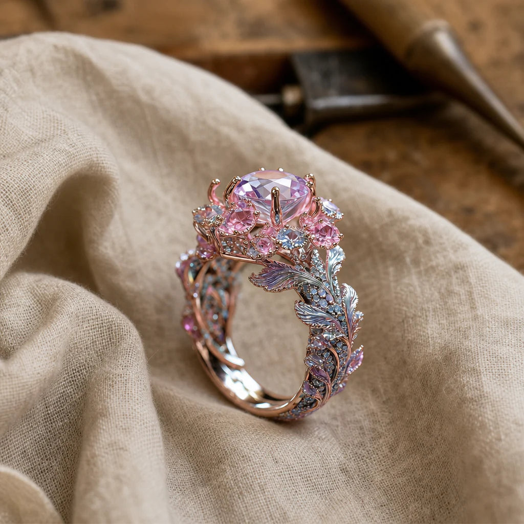 Anello esotico placcato in argento