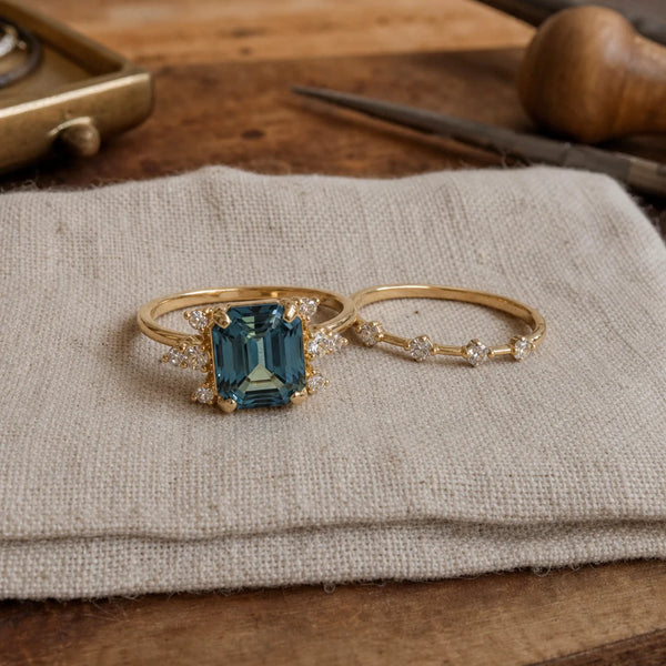 Set di 2 anelli Crystal Blue Shine