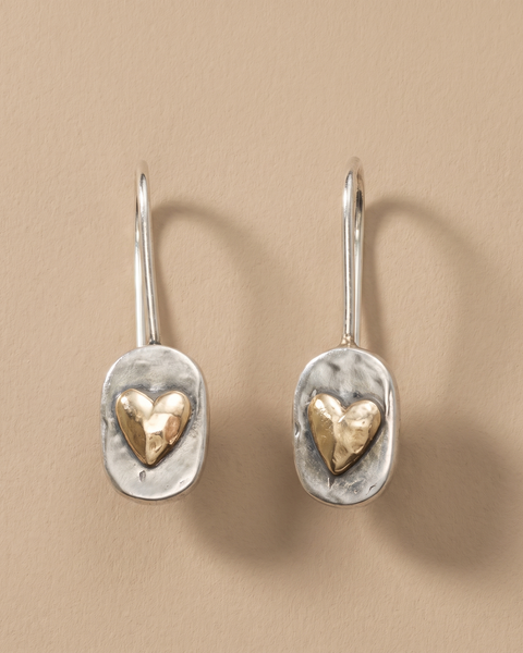 Orecchini a Cuore Incastonati in Oro Vintage