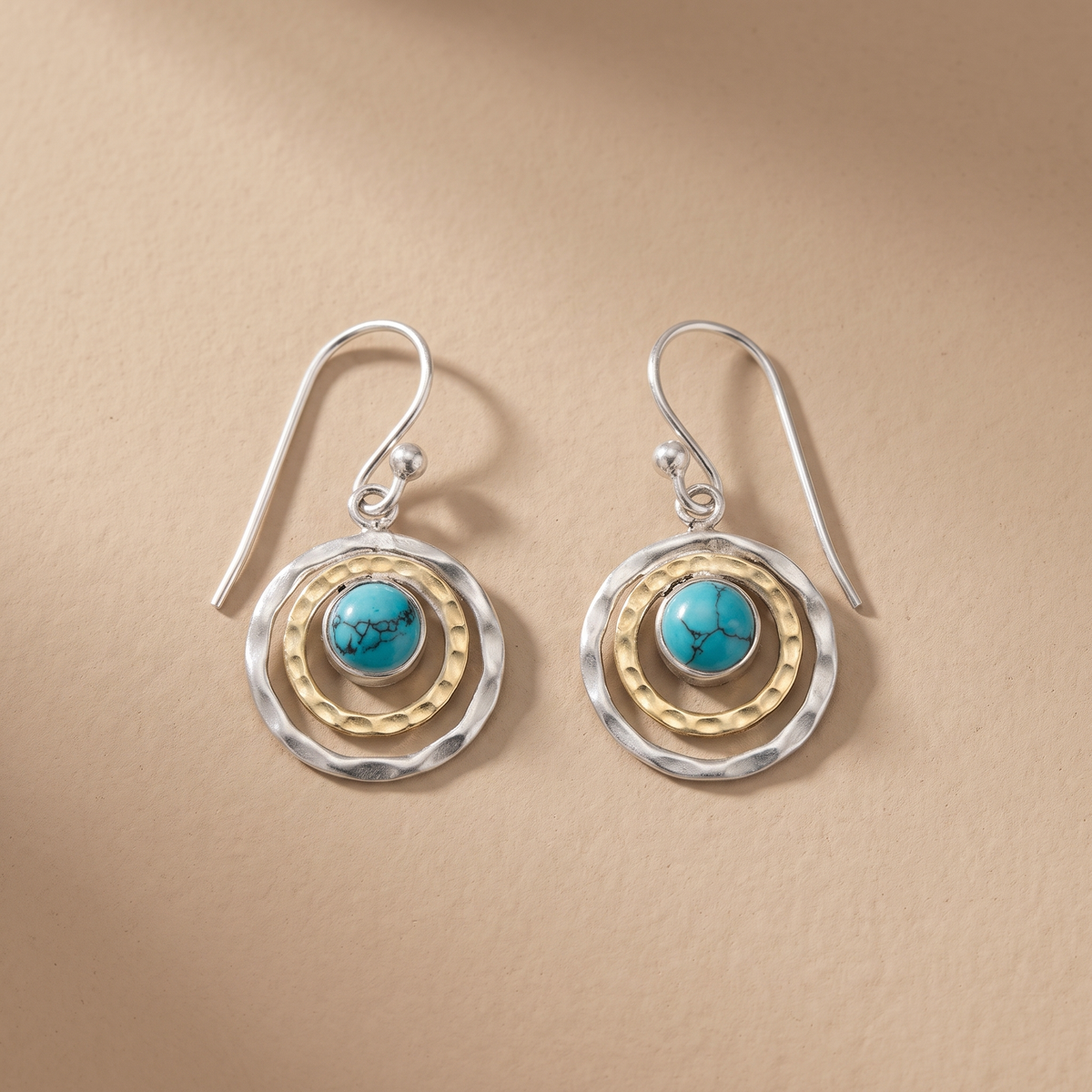Orecchini Boho Saturno Turchese e Oro