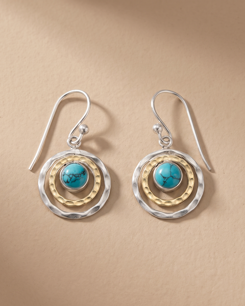 Orecchini Boho Saturno Turchese e Oro
