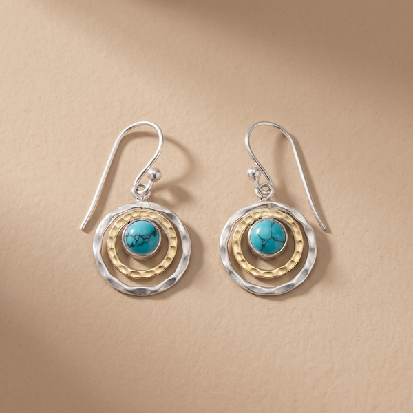 Orecchini Boho Saturno Turchese e Oro