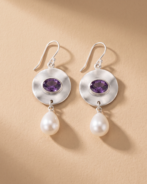 Orecchini in Perla con Zirconia Viola