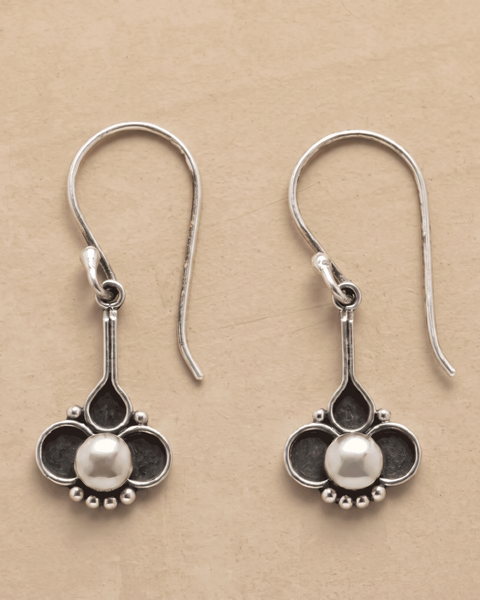 Orecchini Boho Clover Pearl Silver