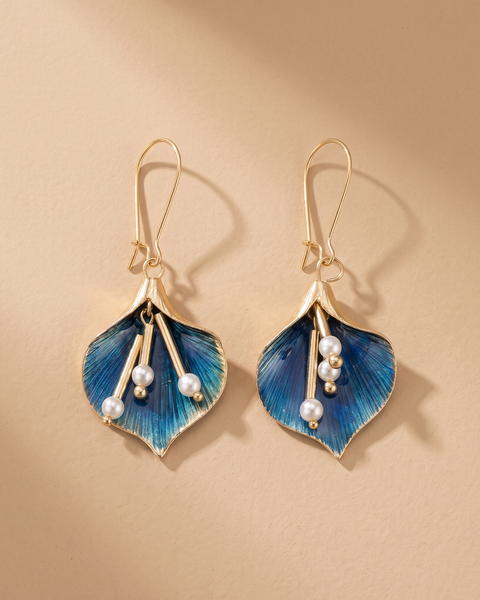 Orecchini Vintage Blue Lotus in Argento