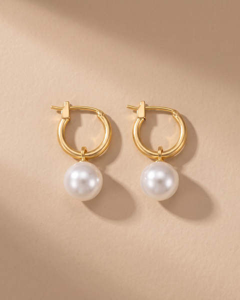 Orecchini Eleganti con Perle Bianche e Oro