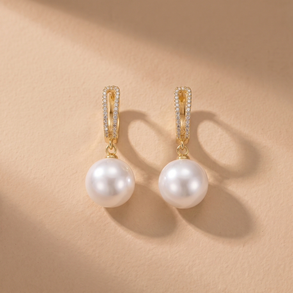Orecchini Eleganti in Perle e Zirconia