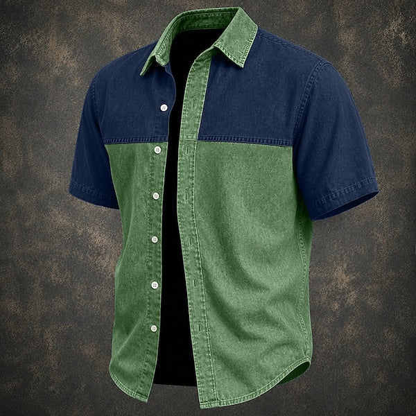 Dario — Camicia Uomo Denim Bicolore