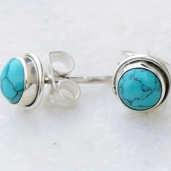 Orecchini vintage con intarsi in pietra blu
