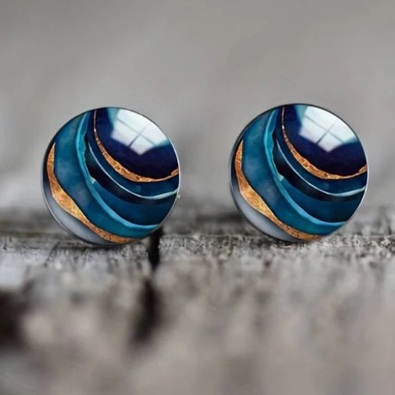 Orecchini rotondi blu vintage