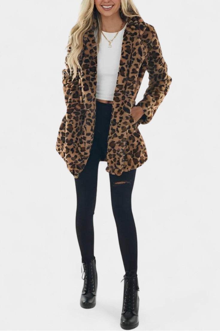 Nadine | Cappotto lungo in peluche con cappuccio