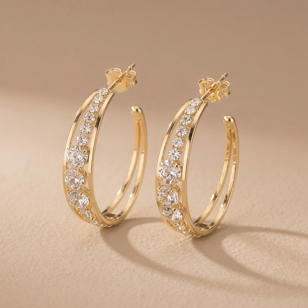 Orecchini a Cerchio Eleganti e Brillanti