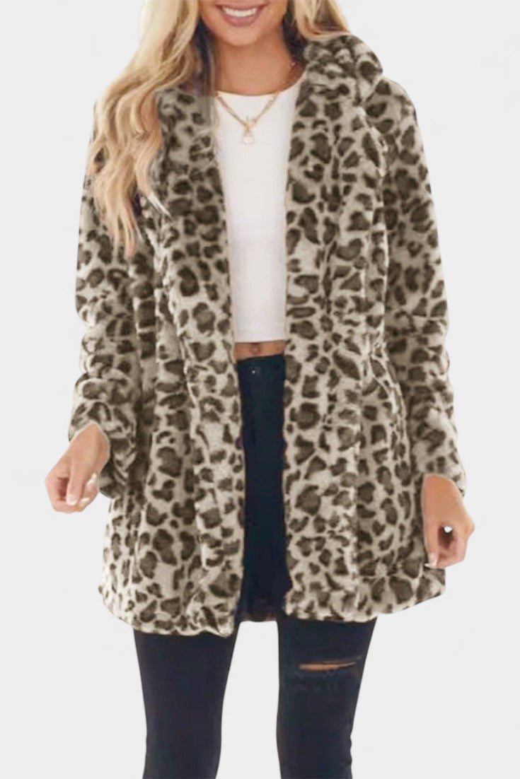 Nadine | Cappotto lungo in peluche con cappuccio
