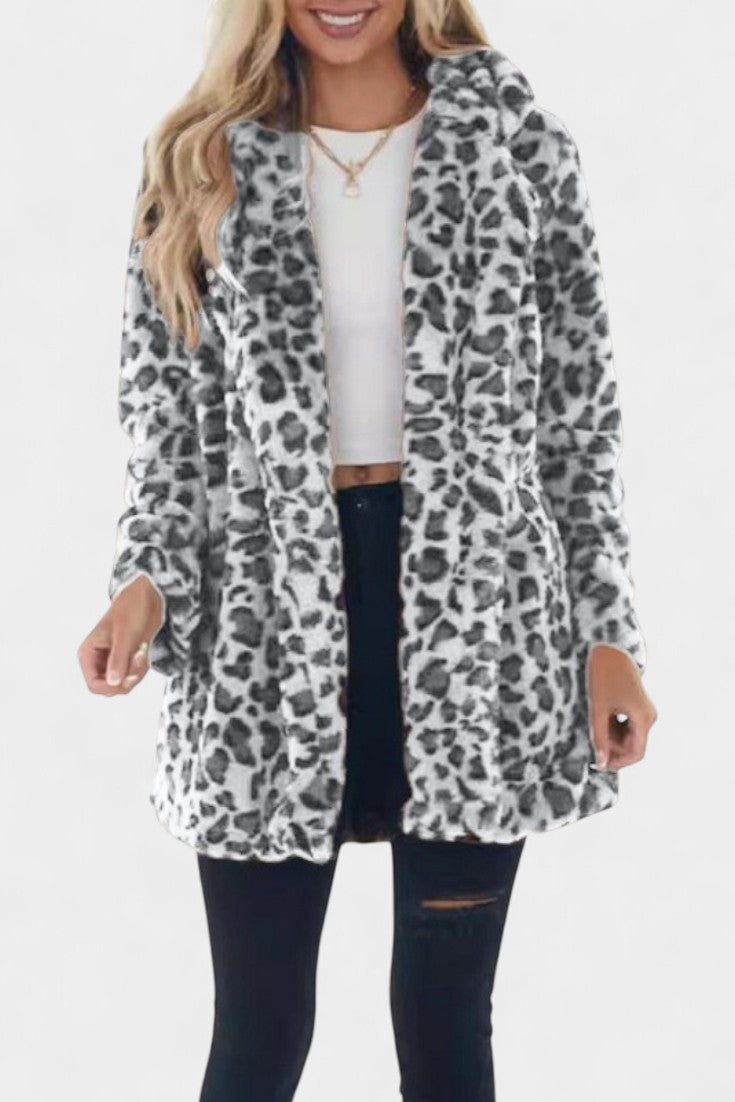 Nadine | Cappotto lungo in peluche con cappuccio