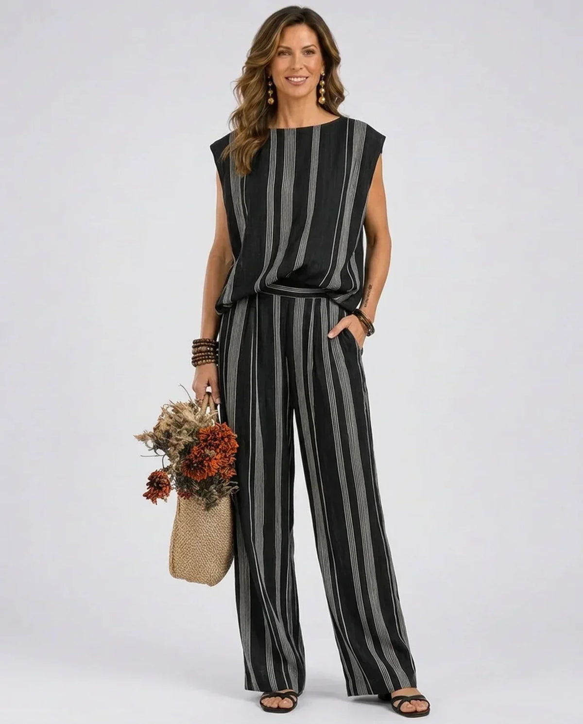 Alessia - Elegante completo a righe in due pezzi