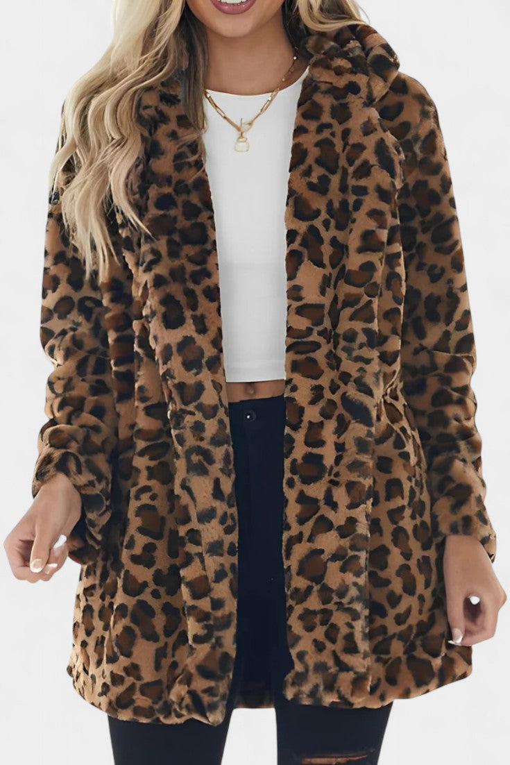 Nadine | Cappotto lungo in peluche con cappuccio
