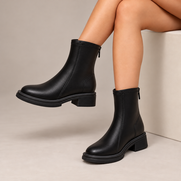 Isadora™ | Stivaletti con tacco a blocco e zip sul retro