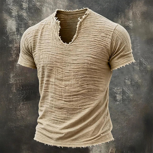Marco — T-Shirt Uomo 100% Cotone, Scollo V, Bordi Grezzi