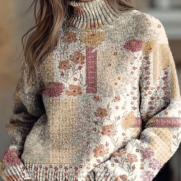 Valentina | Maglione a Collo Alto Patchwork