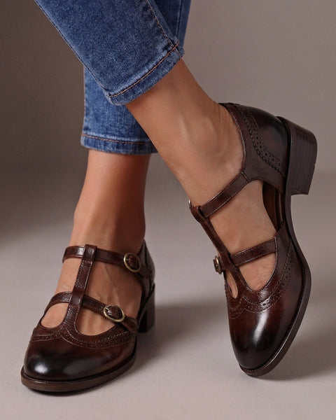 Lucinda | Mary Jane Brogue in pelle