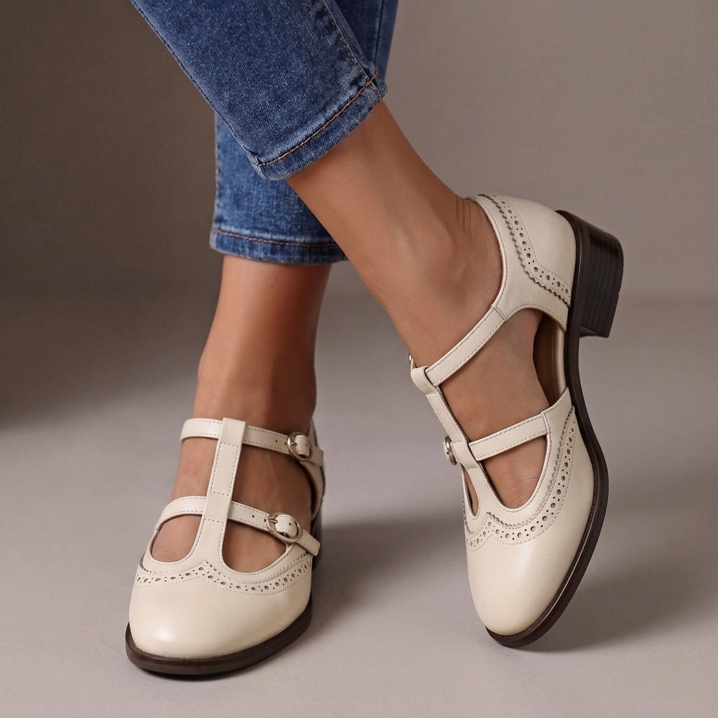 Lucinda | Mary Jane Brogue in pelle