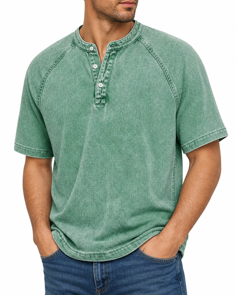 Enzo — Henley Vintage in Cotone Lavato