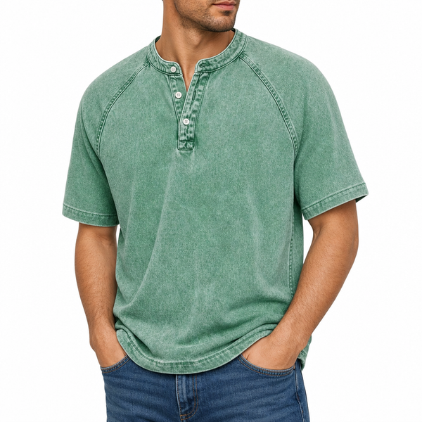Enzo — Henley Vintage in Cotone Lavato