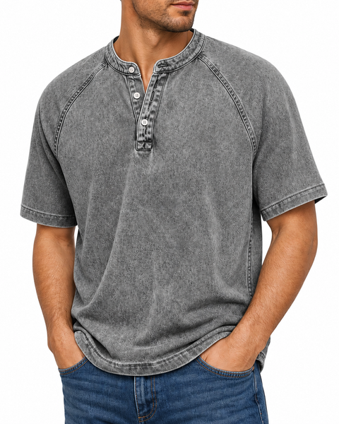 Enzo — Henley Vintage in Cotone Lavato