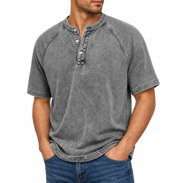 Enzo — Henley Vintage in Cotone Lavato