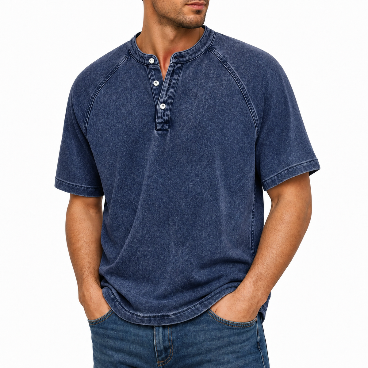 Enzo — Henley Vintage in Cotone Lavato
