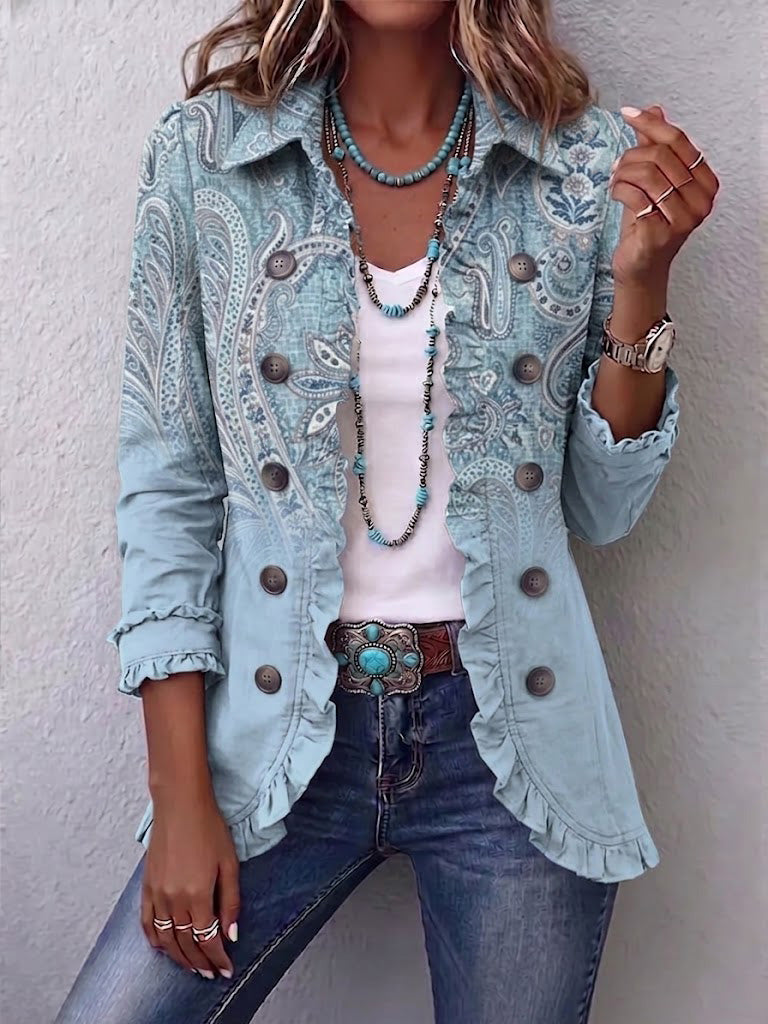 Agnese™ | Giacca Ruffled con Stampa Paisley Vintage