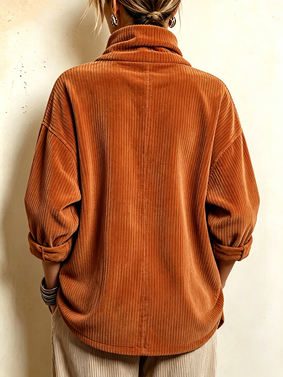 Maglia Asimmetrica in Velluto a Coste