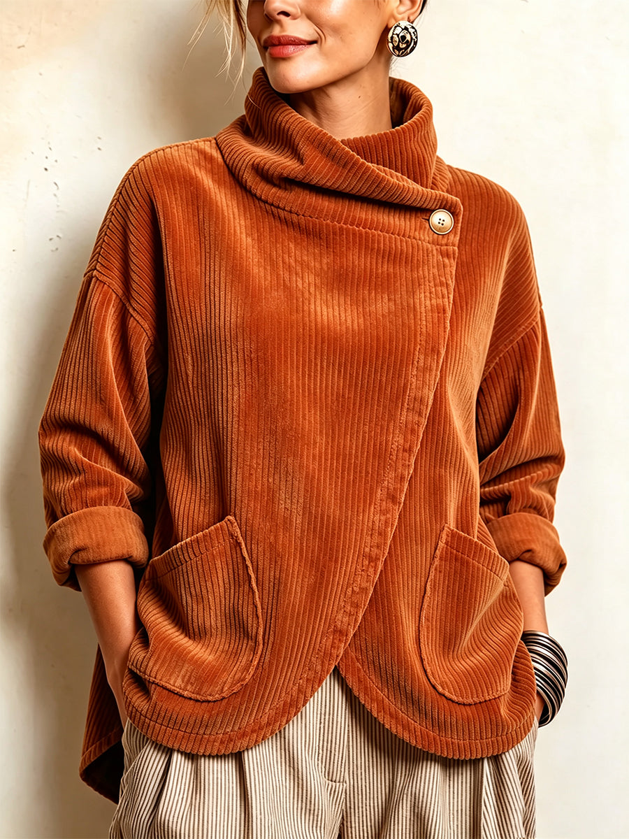 Maglia Asimmetrica in Velluto a Coste