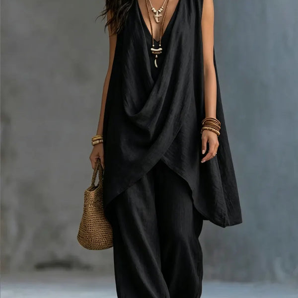 Ginevra | Completo Drappeggiato con Pantaloni Larghi