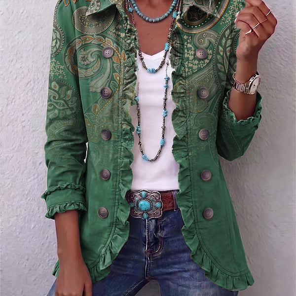 Angela™ | Giacca Ruffle con Stampa Paisley Bohemien