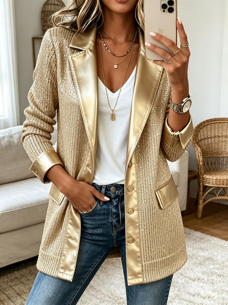 Blazer Dorato in Maglia